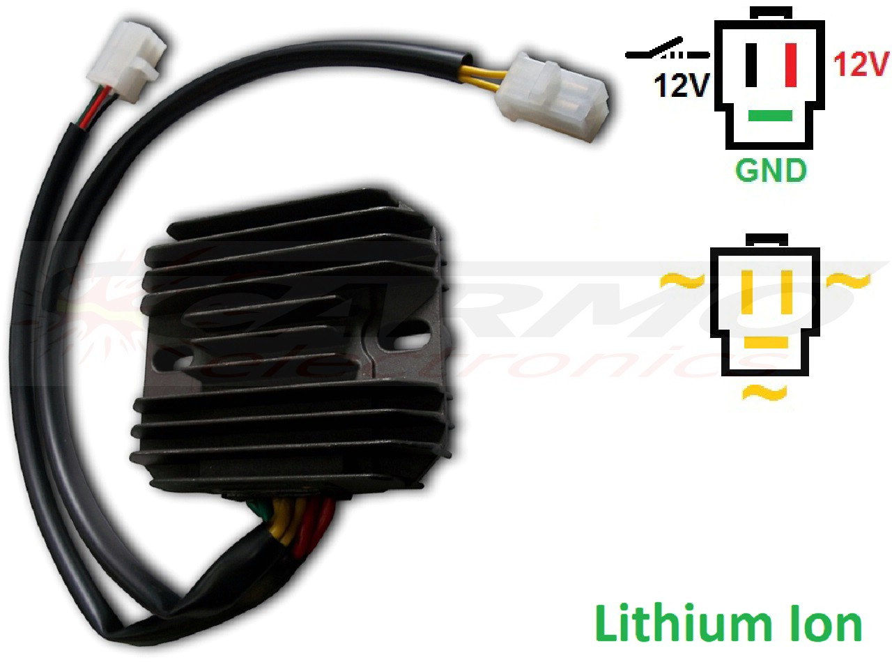 CARR164-LI - Honda CX500 MOSFET Régulateur de tension redresseur (31600-415-008, SH232-12, Shindengen) - Lithium Ion - Cliquez sur l'image pour la fermer